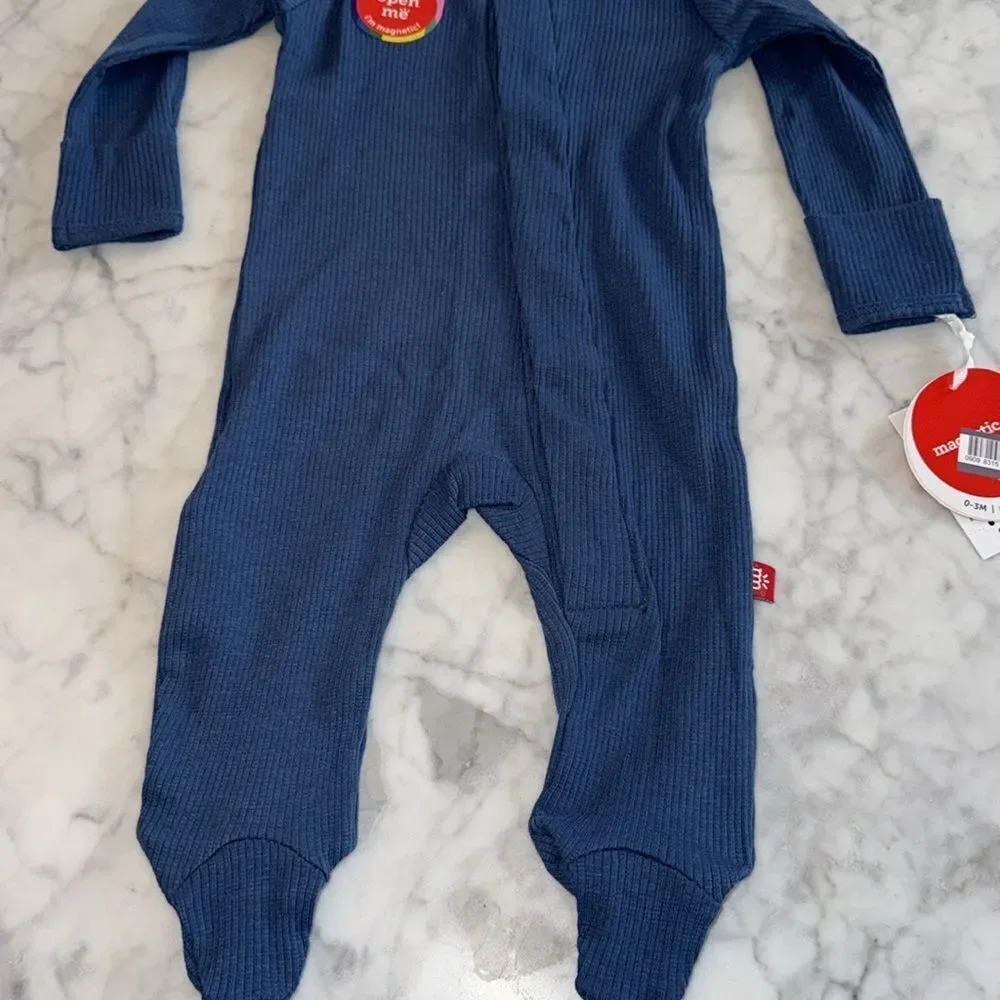 NWT MAGNETIC ME RIBBED BLUE FOOTIE